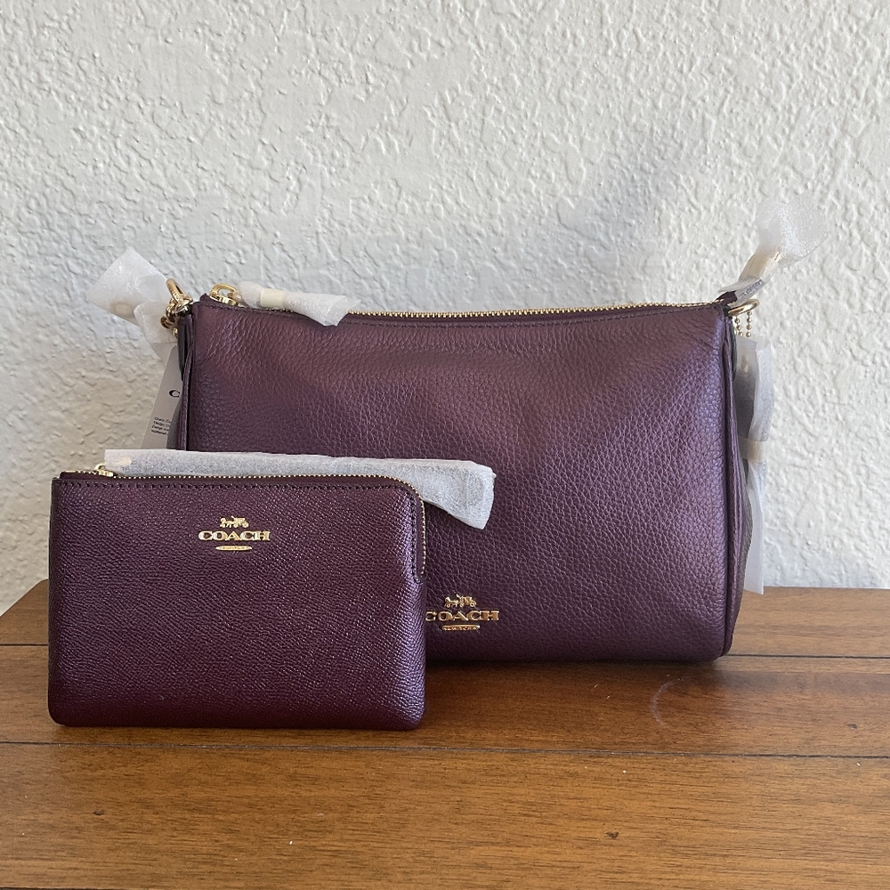 NWT Coach Corner Zip Wallet in Metallic Raspberry - Picture 5 of 5